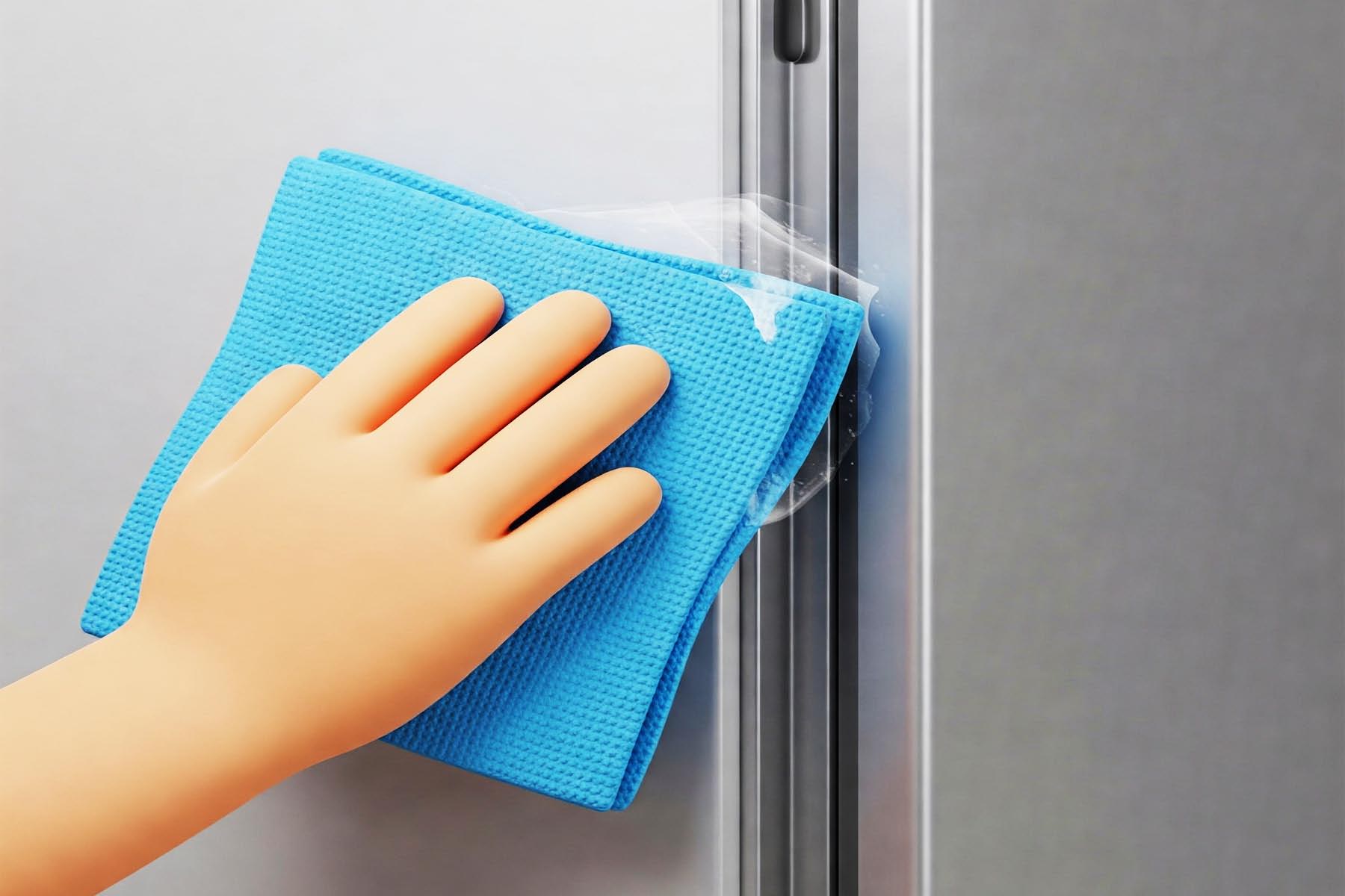 Start by wiping down the refrigerator rubber gasket and the metal groove it sits in. Use warm, soapy water to remove any dirt, grime, or old residue in Dripping Springs TX